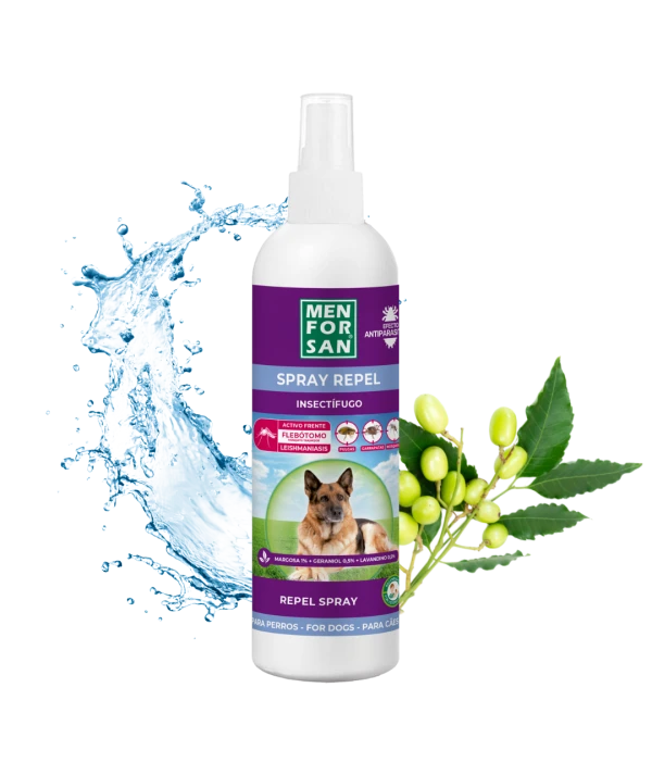 Spray Anti-insectos con margosa, geraniol y lavandino para perros