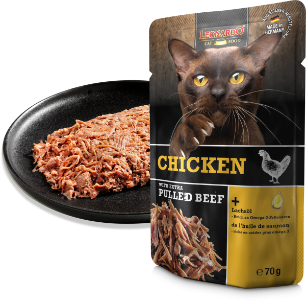 LEONARDO POLLO CON CARNE DESMENUZADA EXTRA 70g