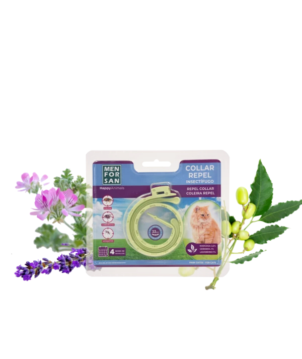Collar luminiscente Anti-insectos con margosa, geraniol y lavandino para gatos