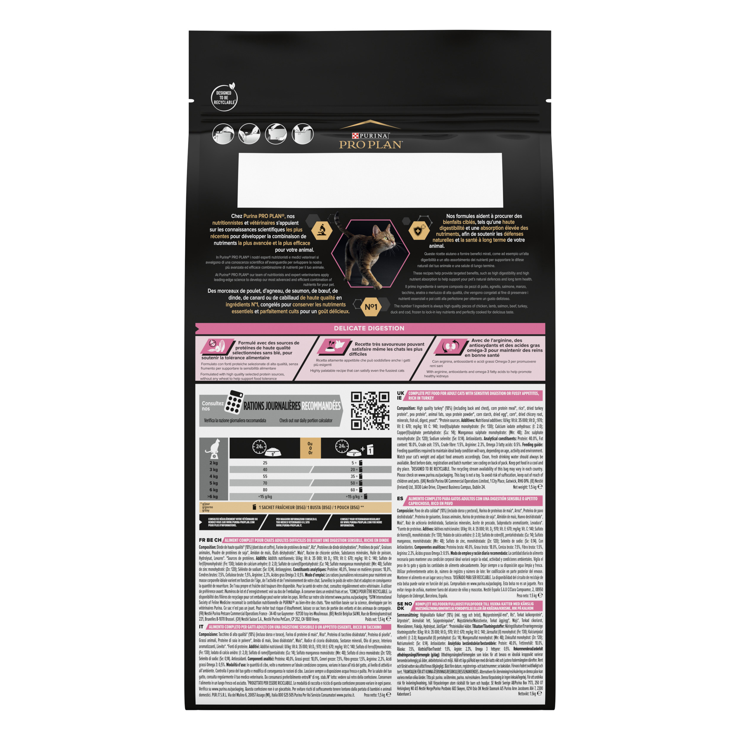 PURINA® PRO PLAN® Gato Adult 1+ DELICATE DIGESTION Pavo - Imagen 2
