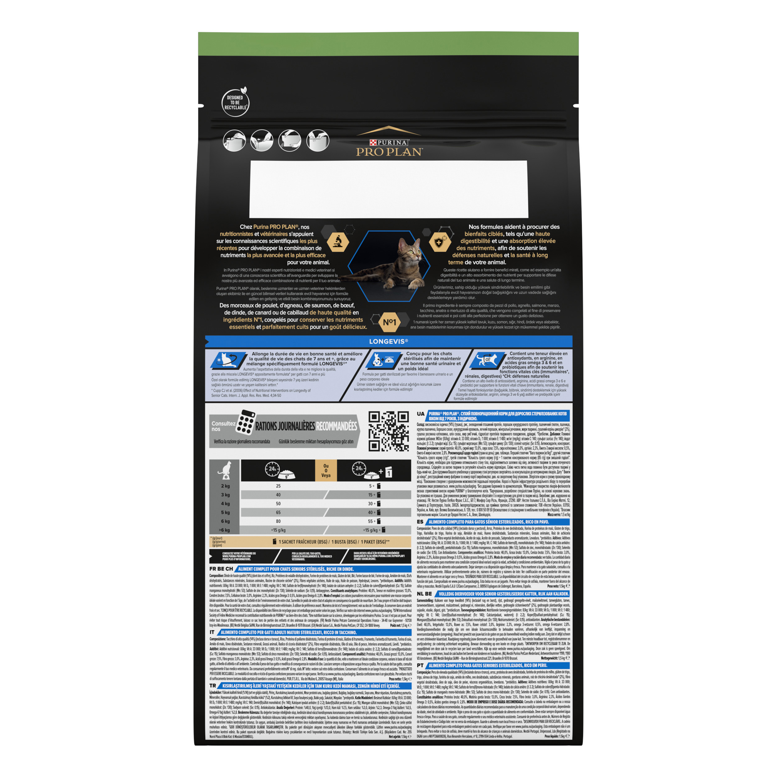 PURINA® PRO PLAN® Gato STERILISED Senior 7+ LONGEVIS® Pavo - Imagen 2