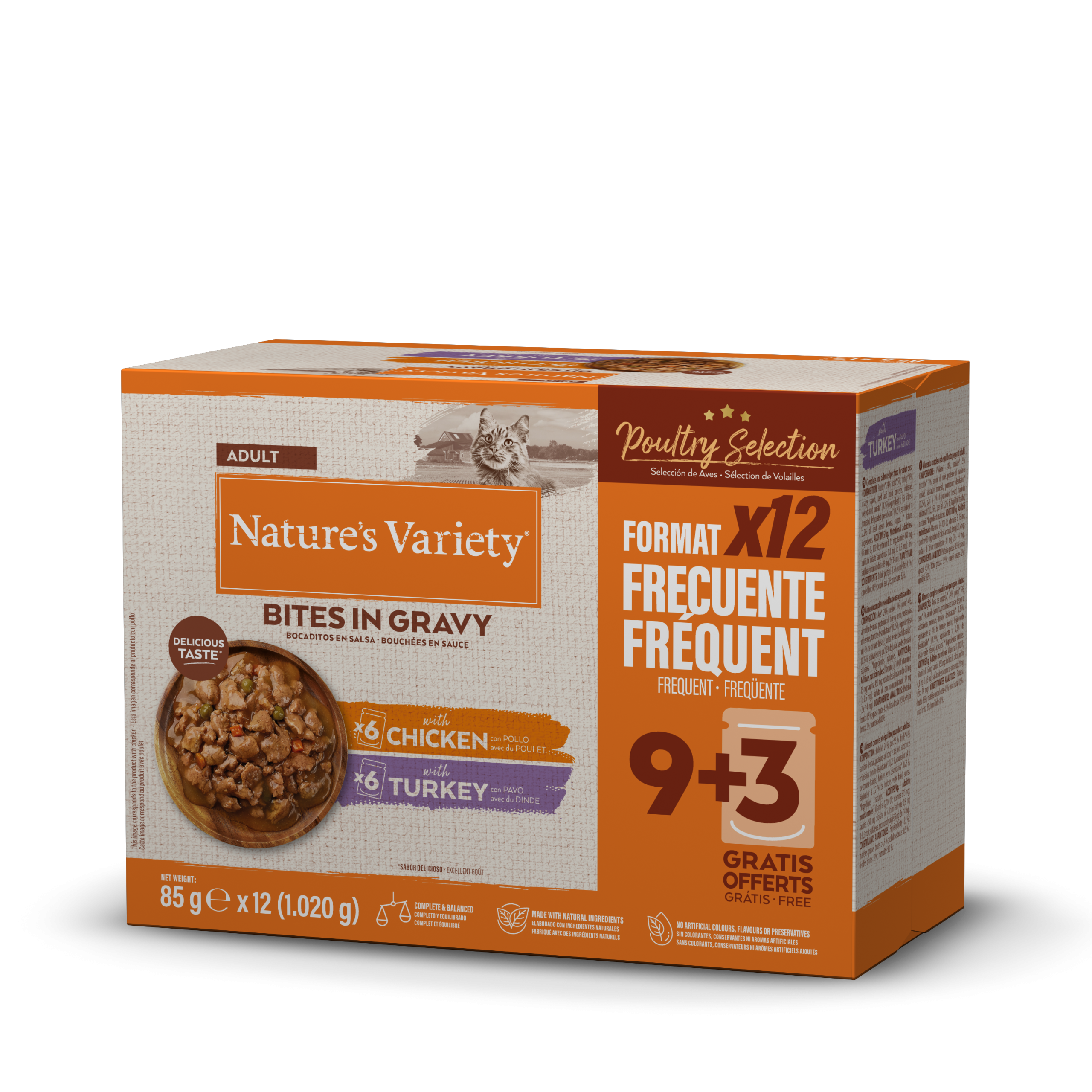Nature's Variety BOCADITOS EN SALSA MULTIPACK CARNE