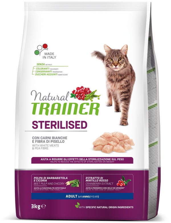 Natural Trainer Pienso de Carne Blanca para Gato Adulto Esterilizado