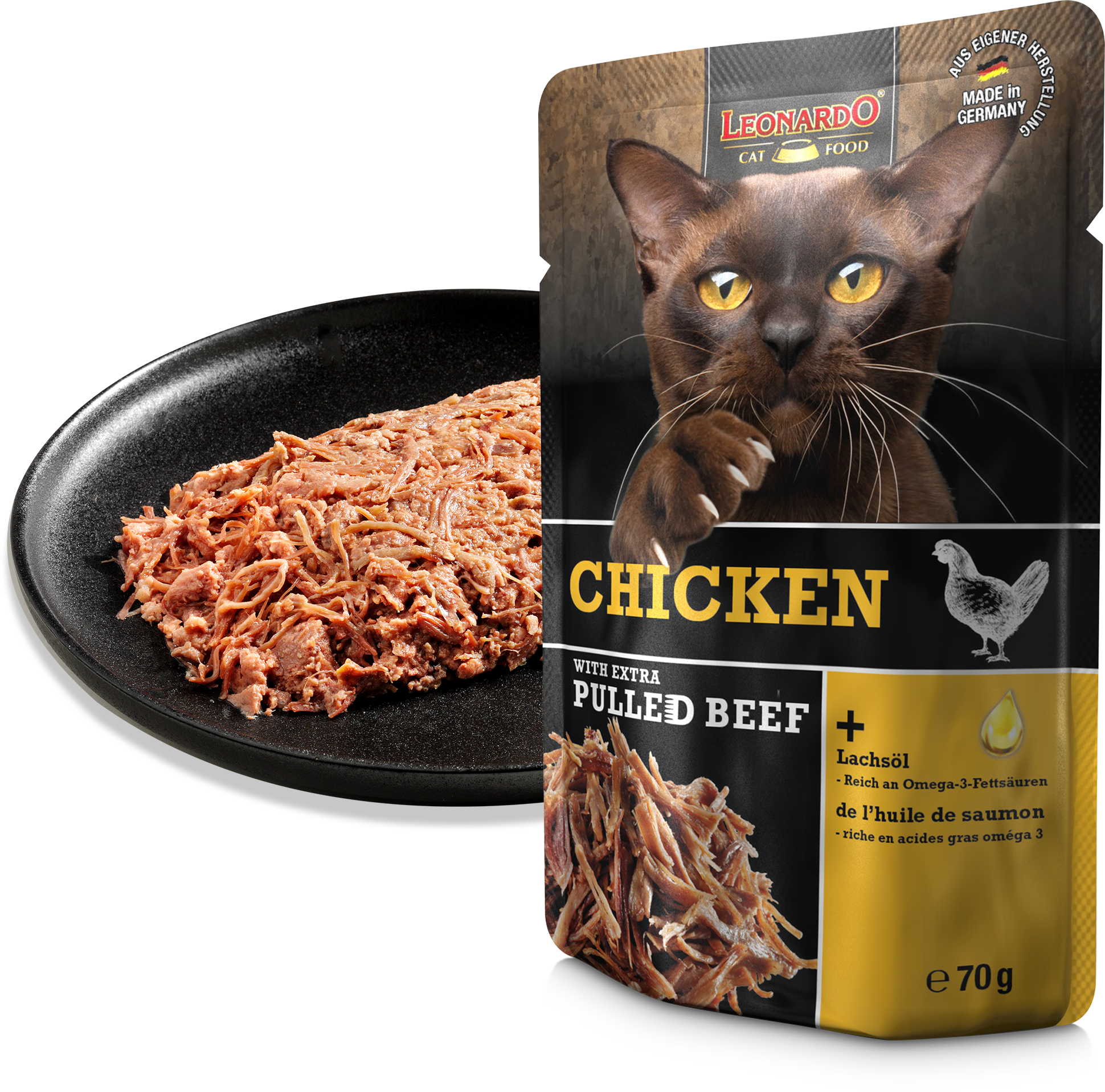 LEONARDO POLLO CON CARNE DESMENUZADA EXTRA 70g
