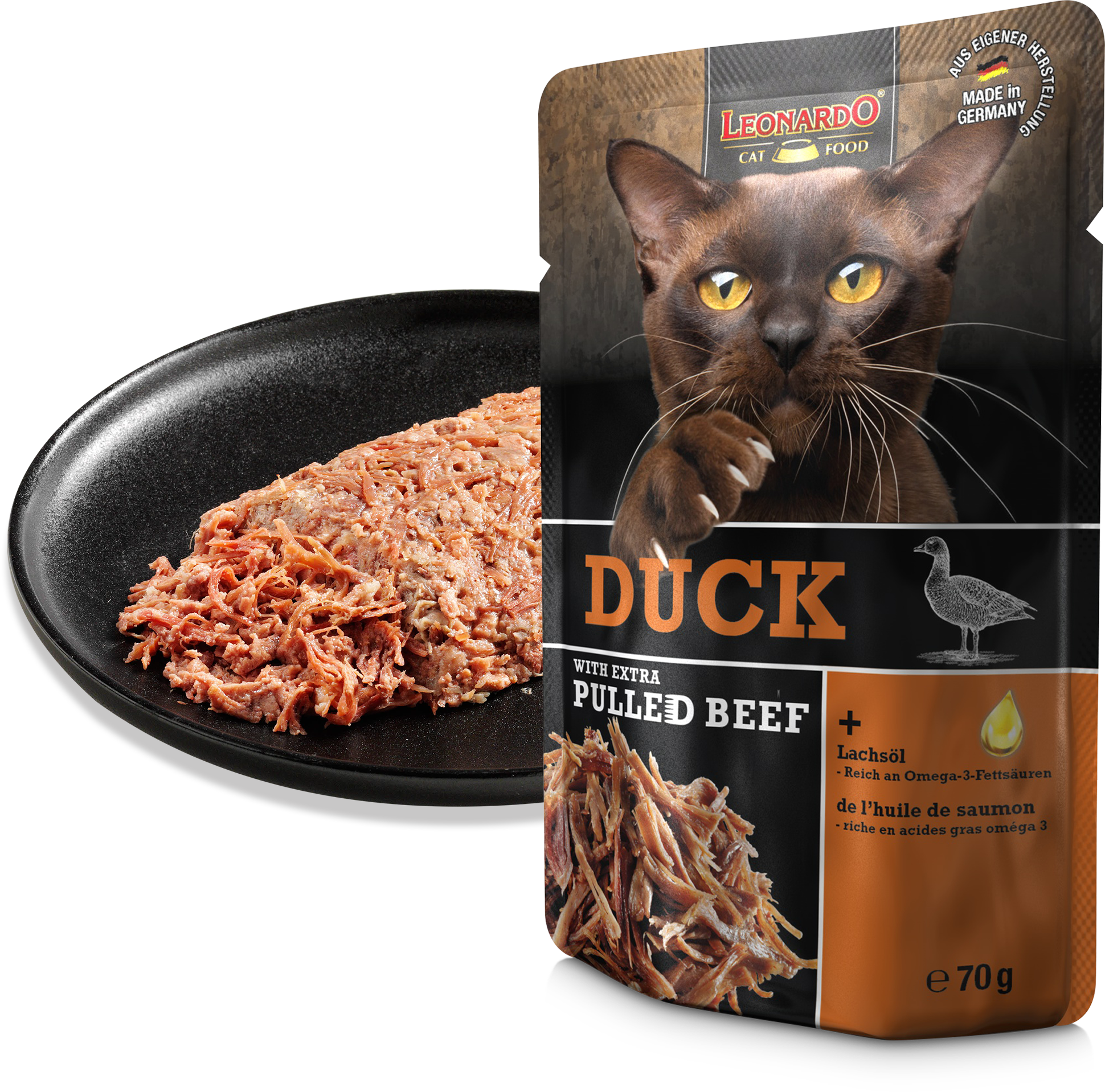 LEONARDO PATO CON CARNE DESMENUZADA EXTRA 70g