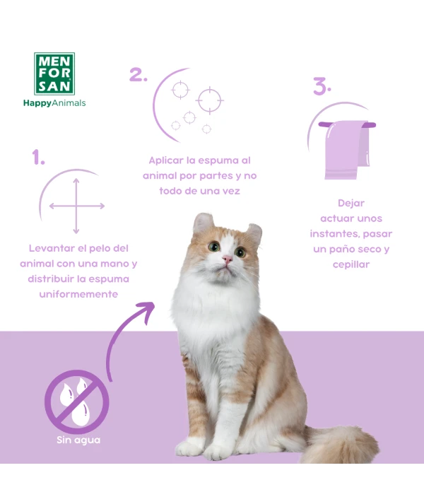 ChampĂș en espuma anti-insectos con margosa, geraniol y lavandino para gatos 200ml - Imagen 4
