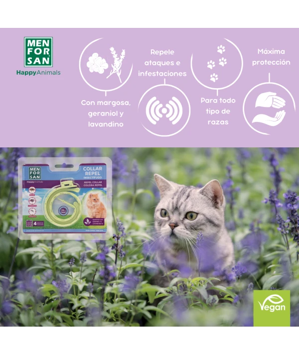 Collar luminiscente Anti-insectos con margosa, geraniol y lavandino para gatos - Imagen 2