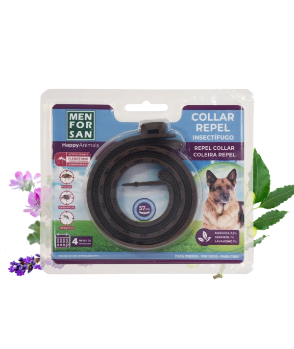Collar Anti-insectos para razas medianas y grandes con margosa, geraniol y lavandino